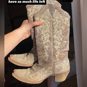 Corral Brown and Cream Heeled Boots